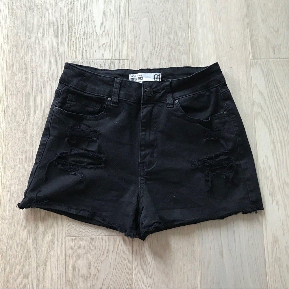 Refuge denim - Black High rise distressed shorts - Size 1
